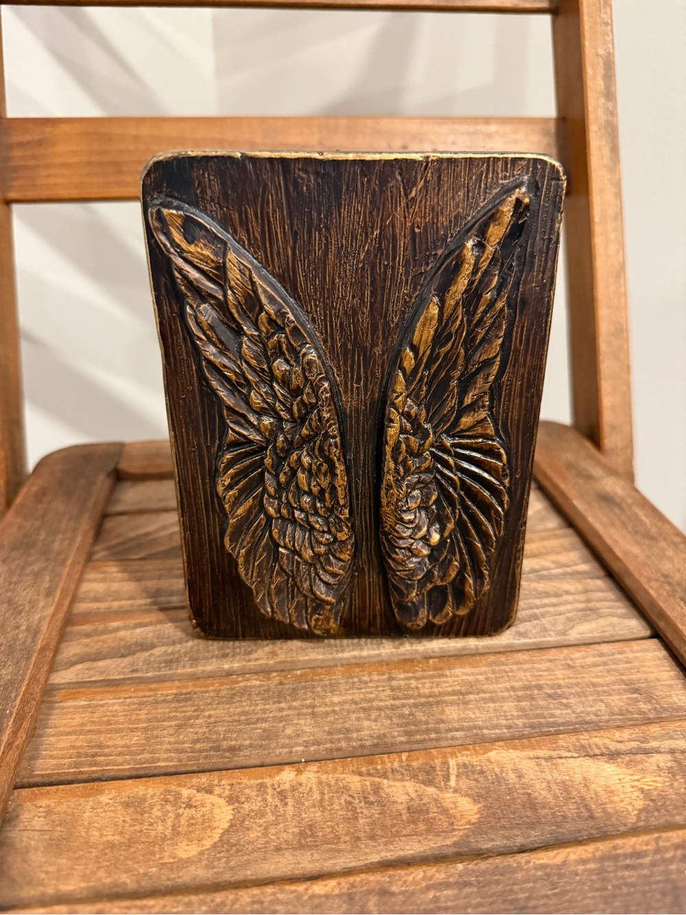Decorative Expressions Angel Wings Wall Plaque Faux Wood 3D Rustic Bronze